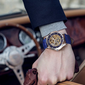 MEGIR Men's Watches Hollow Out Mechanical Watch Automatic Waterproof Wristwatch Leather Strap Business Cusual Clock Reloj Hombre