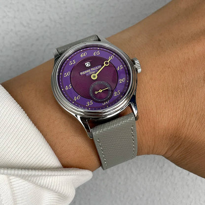 Sapphire Crystal NEW Pierre Paulin Jumping Hour Men Watch Salmon Dial Automatic St17 Mechanical Watch Vintage Date Window
