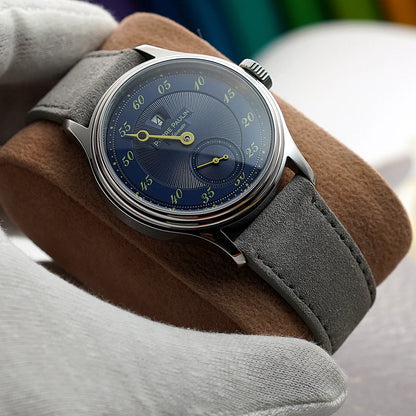 Sapphire Crystal NEW Pierre Paulin Jumping Hour Men Watch Salmon Dial Automatic St17 Mechanical Watch Vintage Date Window