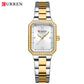 CURREN Luxurious Elegant Women's Watches Classic Rectangular Dial with Rhinestones Luminous Hands Waterproof