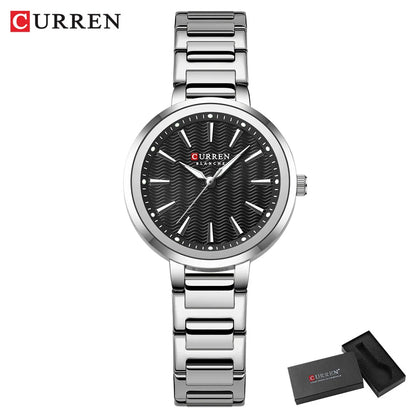 CURREN Luxury Slim Watch for Women Elegant Minimalist Dial Quartz Wristwatches Ladies with Luminous Hands Waterproof 9109