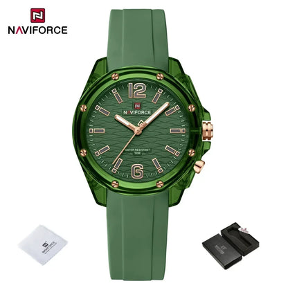 Women Watch NAVIFORCE Fashion Casual Quartz Watches Ladies Waterproof Wristwatch Silicone Band Girl Clock Relogio Feminino 6103