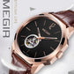MEGIR Retro Men's Wristwatch Luxury Automatic Mechanical Watches Leather Sapphire 5ATM Waterproof Watch Relogio Masculino 62073