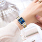 CURREN Luxurious Elegant Women's Watches Classic Rectangular Dial with Rhinestones Luminous Hands Waterproof