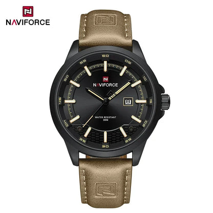 NAVIFORCE Quartz Dress Watch For Men Simple Original Leather Man Watches Waterproof Luminous Business Hand Calendar Clock Gift