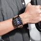 MEGIR Fashion Watches for Men Leather Strap Sport Military Wristwatch Man Quartz Watch Waterproof Chronograph with Calendar 2132