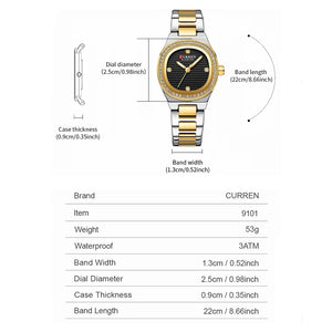 CURREN Luxury Brand Simple Style Quartz Watch for Women NEW Dress Ladies Wristwatches with Rhinestones