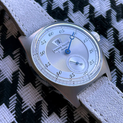 Spot goods Pierre Paulin Jumping Hour Men Watch Silver Dial Automatic St17 Mechanical Watch Vintage Date Window 36mm Metal