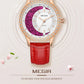 MEGIR Diamond Women Luxury Watch Elegant Ladies Quartz Wristwatch Female Bracelet Watches Waterproof Leather Dress Clock 4218