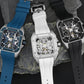 BODERRY Skeleton Watches Men's Square Titanium Automatic Mechanical STORM Luxury Clock 100M Waterproof Mechanical Watch For Men