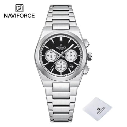 NAVIFORCE Trend Brand Stainless Steel Couple Watch Quartz Date Display Chronograph for Lovers Waterproof Fashion Wild Wristwatch