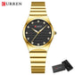 CURREN Luxury Classic Quartz Watch for Women Round Dial with Rhinestones Stainless Steel Bracelet Elegant Dress Wristwatch