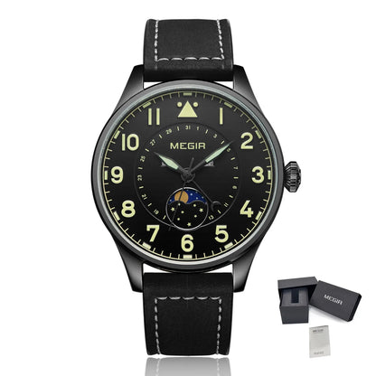 MEGIR Fashion Sport Quartz Watches for Men Luxury Business Casual Wristwatch Waterproof Date Clock Moon Phase Reloj Hombre 4193