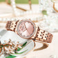 CURREN Classy Dress Watches for Women Stainless Steel Band Clock Female Rhinestone Dial Slim Wristwatches Ladies