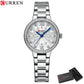 CURREN Quartz Wristwatches for Wommen Luxury Rhinestones Rose Dial Fashion Watches with Stainless Steel Band New
