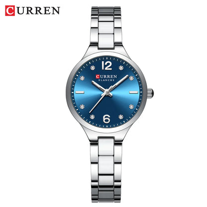 CURREN Luxury Brand Watches for Women Simple Dress Quartz Stainless Steel Wristwatch with Luminous Hands Ladies Clock