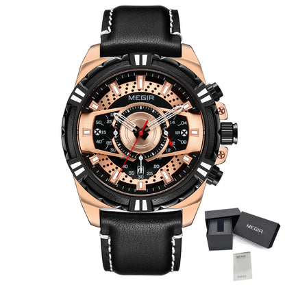 MEGIR Luxury Casual Men Watches Fashion Sports Military Wristwatch Calendar Luminous Quartz Chronograph Clock Montre Homme 2118