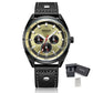 MEGIR Brand Quartz Chronograph Watch for Men Leather Strap Military Sport Wristwatches Waterproof 24-hour Week Date Clock 2072