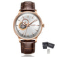 MEGIR Automatic Men's Watch Mechanical Movement Leather Strap Luxury Business Watches 5ATM Waterproof Big Dial Wristwatch 62057