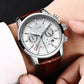 LIGE New Brown Leather Watch for Men Fashion Top Brand Luxury Men's Quartz Wristwatches Casual Waterproof Luminous Chronograph