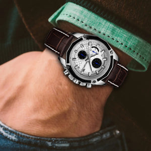 MEGIR Men's Watch Brand Luxury Casual Watch Quartz Chronograph Leather Strap Waterproof Wristwatch Calendar Male Clock 2015