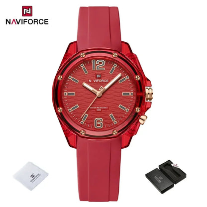 Women Watch NAVIFORCE Fashion Casual Quartz Watches Ladies Waterproof Wristwatch Silicone Band Girl Clock Relogio Feminino 6103