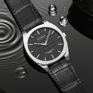 CURREN Top Brand Ultra-Thin 7mm Men's Watch Minimalist Elegant Design Quartz Wristwatch Feather-Light Leather Strap