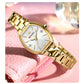 CURREN Vintage Style Tonneau Case Elegant Petite Quartz Watch for Women Luminous Hands with Stainless Steel Bracelet Lightweight