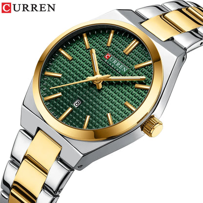 CURREN Fashion Dress Quartz Watches for Men/Women Minimalist Design Dial with Luminous Hands Stainless Steel Band