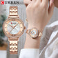 CURREN Luxury Ladies Watch 32mm Slim Dial with  Shining Rhinestones Stainess Steel Band lightweight Elegant Dressy Gift
