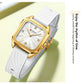CURREN Elegant Simple Watch for Women Luxury Dress Square Dial Silicone Strap with Luminous Hands New Quartz Wristwatch