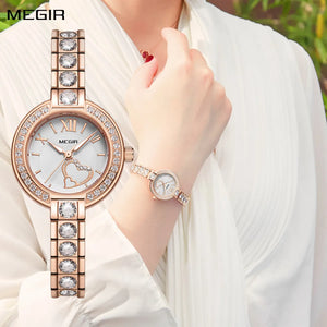 MEGIR Fashion Women Bracelet Quartz Watches Ladies Sports Dress Wristwatch Luxury Diamond Female Clock Relogio Feminino