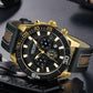 MEGIR Watches for Men Brand Luxury Military Sports Watch Chronograph Leather Strap Waterproof Date Quartz Wristwatch Man Clock