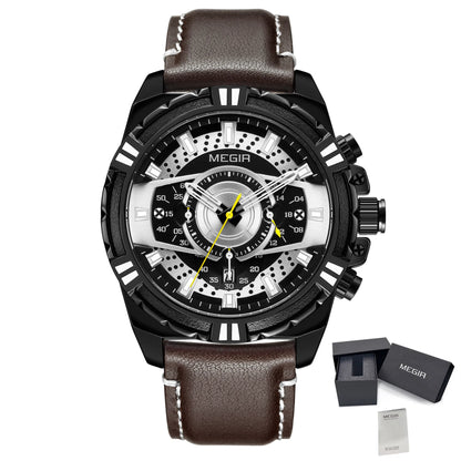 MEGIR Luxury Casual Men Watches Fashion Sports Military Wristwatch Calendar Luminous Quartz Chronograph Clock Montre Homme 2118