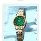 CURREN Ladies Watch with Two-Tone Stainless Steel Bracelet 28mm Dial with Rhinestones Markers Shimmering Shell Dial Elegant Idea