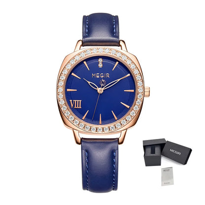 MEGIR Fashion Women Watches Luxury Diamond Leather Ladies Bracelet Female Quartz Wristwatches Dress Clock Relogio Feminino 7029