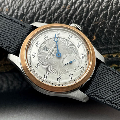 Pierre Paulin Jumping Hour Men Watch Bronze Bezel Salmon Dial Automatic St1721 Mechanical Watch Vintage Date Window 38mm Fashion