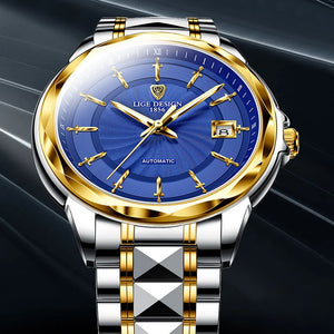 LIGE Top Brand Luxury Automatic Mechanical Watches For Men Fashion Tungsten Steel Waterproof Sapphire Watch Men Reloj Hombre+BOX