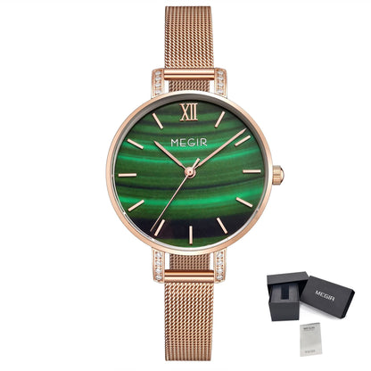 MEGIR Fashion Quartz Women Bracelet Watches Luxury Casual Ladies Dress Clock Female Steel Mesh Band Wristwatch Relogio Feminino