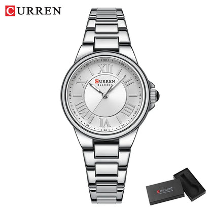 CURREN-Quartz Wristwatches for Women, Simple and Elegant Dial with Roman Numbers Design, Luminous Hands Clock