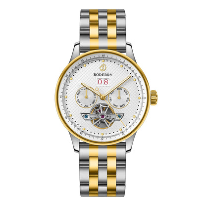 Luxury Watches Automatic Complication Watch Boderry Men's Day,Date,Month Display Swiss Luminous Mechanical Dress Wristwatch Men