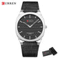 CURREN Men's Minimalist No Seconds Hand Design Quartz Watch, Fashion Slim Lightweight Leather Strap Wristwatches 8480