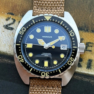 Merkur Skin Diver Watch Abalone Men's NH35 Automatic Watch 20atm Canvas Super Luminous Watch Relogio Masculino