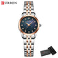 CURREN Ladies Watch with Two-Tone Stainless Steel Bracelet 28mm Dial with Rhinestones Markers Shimmering Shell Dial Elegant Idea