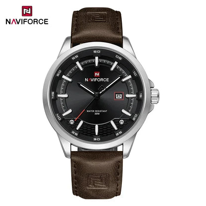 NAVIFORCE Luxury Brand Watch Alloy Case Leather Band Men Watches Quartz Sports Wristwatch Male Calendar Clock Gift reloj hombre