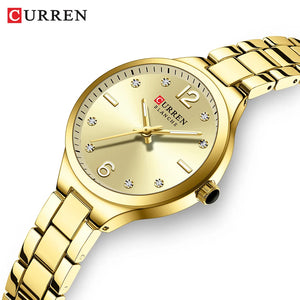 CURREN Luxury Brand Watches for Women Simple Dress Quartz Stainless Steel Wristwatch with Luminous Hands Ladies Clock