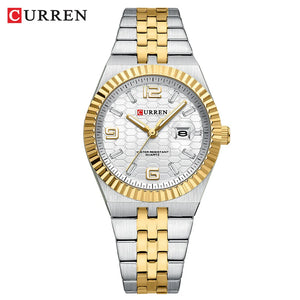 CURREN Women's Watch New Two- Tone Bracelet Quartz Wristwatch with Luminous Hands Luxury Shiny Dial with Stainless Steel Band