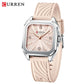 CURREN Elegant Simple Watch for Women Luxury Dress Square Dial Silicone Strap with Luminous Hands New Quartz Wristwatch