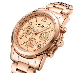 MEGIR Fashion Quartz Watches for Women Relogio Feminino Sport Wristwatch Lady Business Watch Clock Chronograph 24-hour 2057