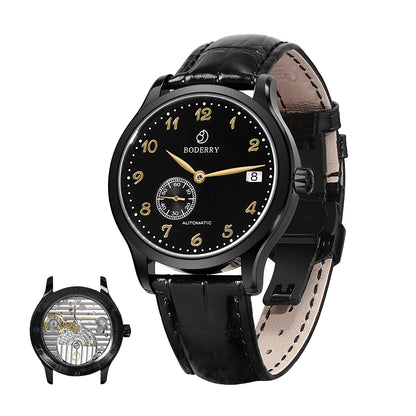 BODERRY Mens Micro-rotor Automatic Dress Watches Waterproof Stainless Steel Mechanical Business Wrist Watch for Men,Sapphire